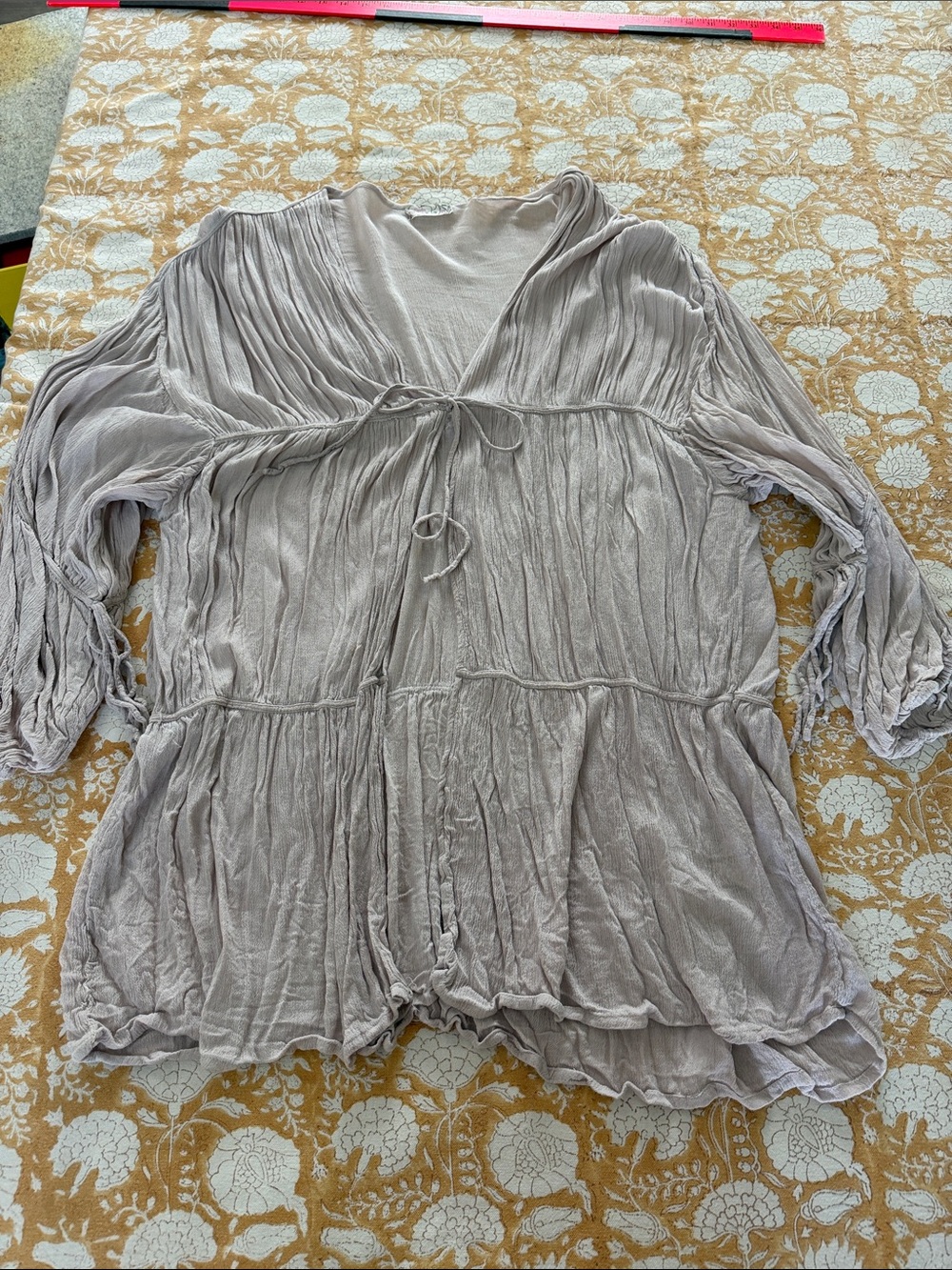 Free People O/S fits 4-16 lavender Crinkled sweater tie front boho peasant